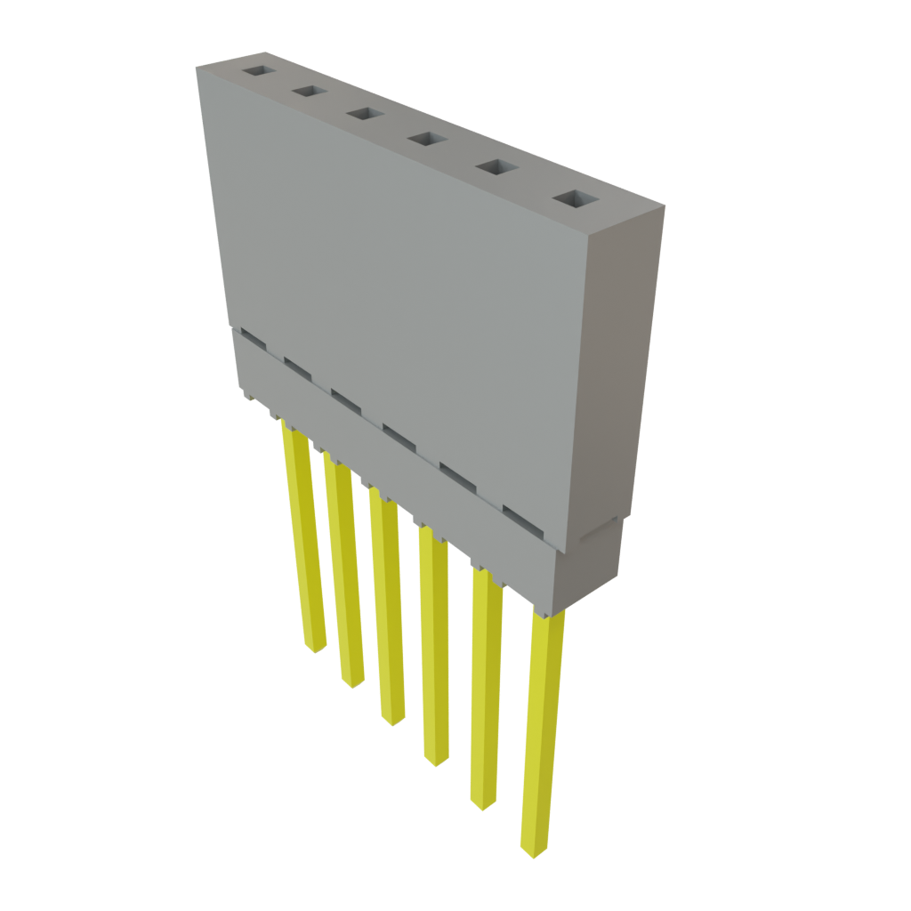 6-Contact Elevated Socket, SKT, 2.54mm Pitch, Through Hole Mount