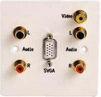 Single Gang 6 Way Female 1 x SVGA, 2 x RCA Audio Socket, 2 x RCA Video Socket Faceplate