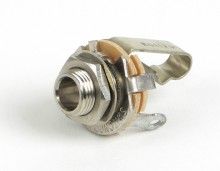 2 Cond 1/4" Stereo Female Connector, Nickel Plated Copper Alloy, Solder