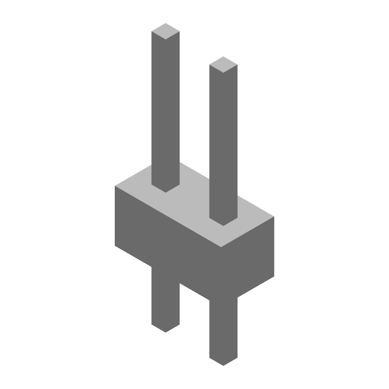 2 Pos 2.54mm Straight Thru-Hole Header, 3A, Male, Tin/Lead