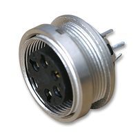 5A 250V 5-Pos Circular Connector, Socket, Solder, Panel Mount