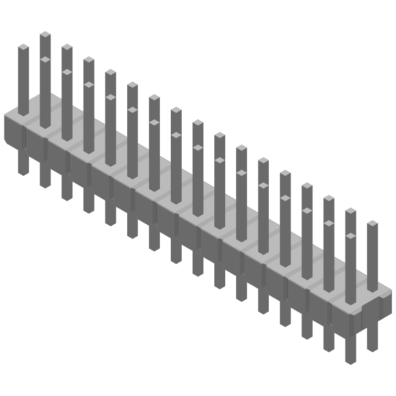 32 Pos 2.54mm Straight Thru-Hole Header, Male, Gold, 3A