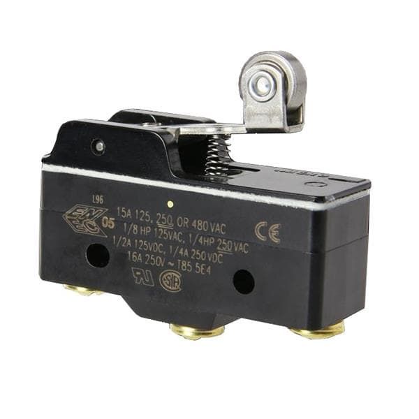 SPDT Snap Action Switch, 15A, 125VDC, Roller Lever, Screw Terminal