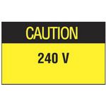 Dispenser Label, 'Caution 240V', Black/Yellow