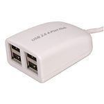 HUB,4-PORT USB 2.0, WHITE,COMPACT,WITH CABLE