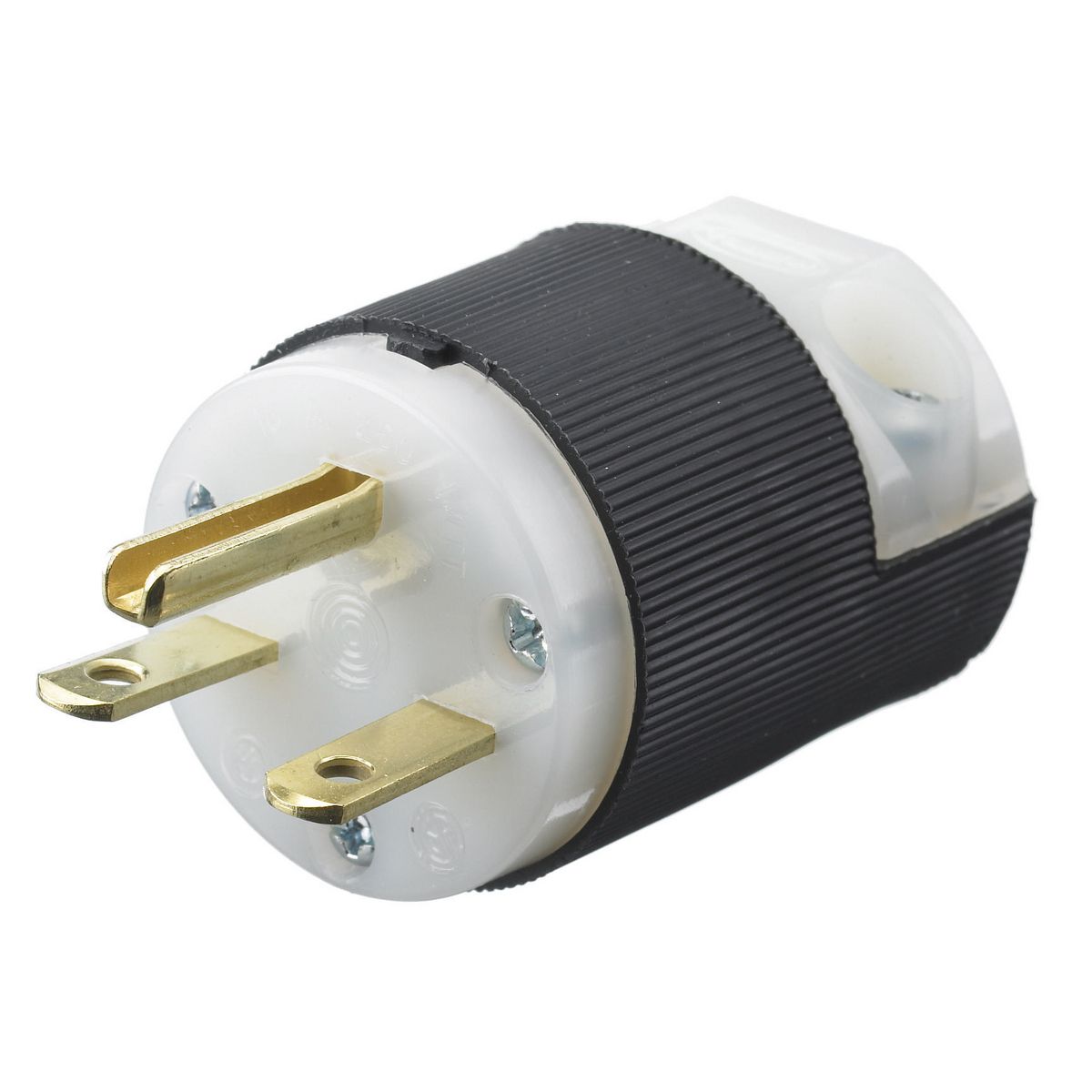 15A 250V Straight Male Plug, 3 Pin, Screw Term, Nylon