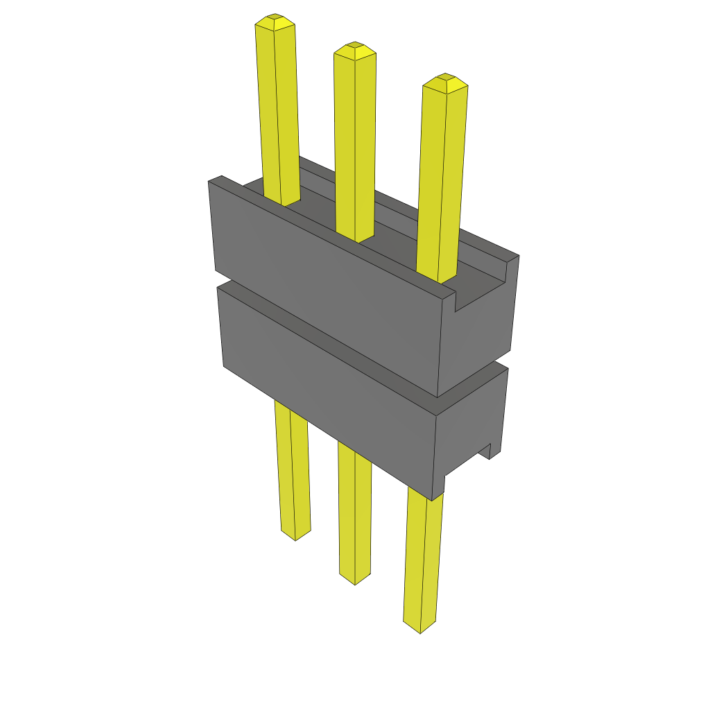3-Contact HDR Board Stacker, 2.54mm Pitch, Solder Termination, -55°C to 105°C