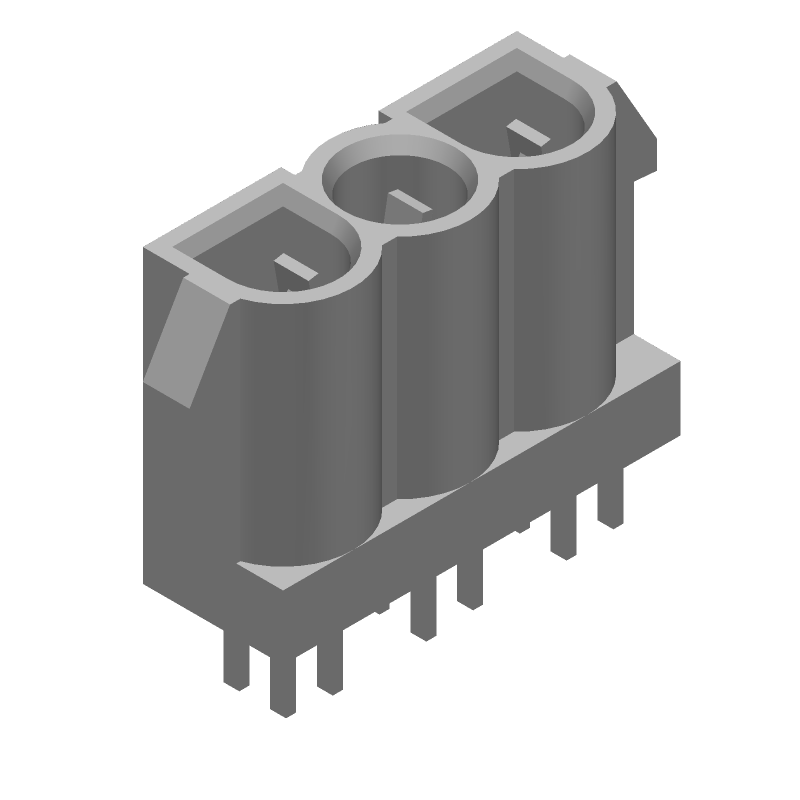 3 Pos Wire-to-Board Male Pin Connector, 19A, 600V, Straight