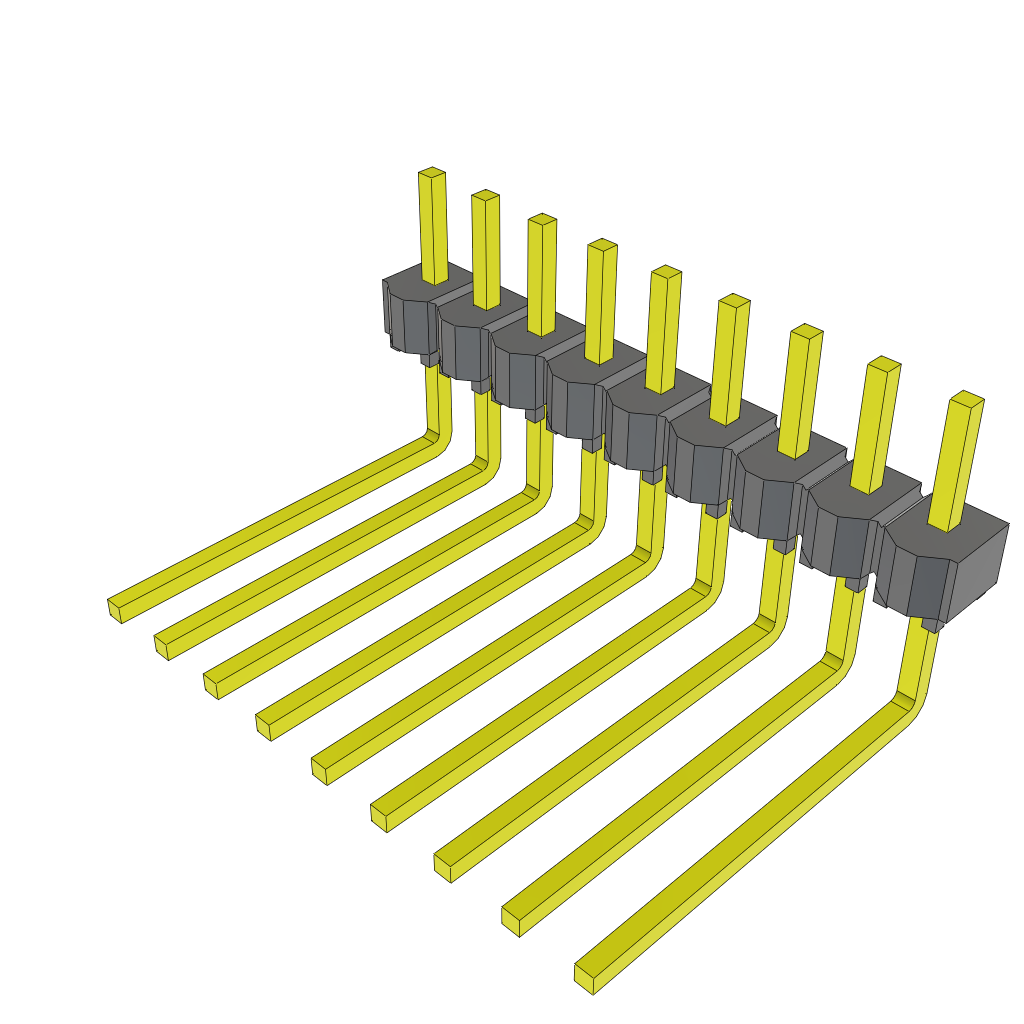 9-Contact Unshrouded HDR Header, 2.54mm Pitch, Through Hole Mount, -55°C to 125°C