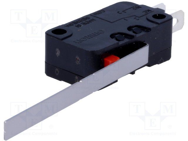 SPDT Microswitch, 16A 250VAC, Long Hinge Lever, Solder