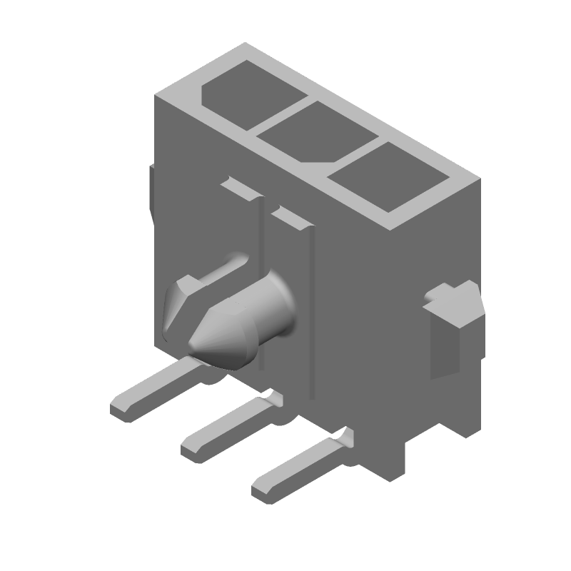 3 Pos Power Connector, 5A, 250V, RA Solder, Thru-Hole, Male