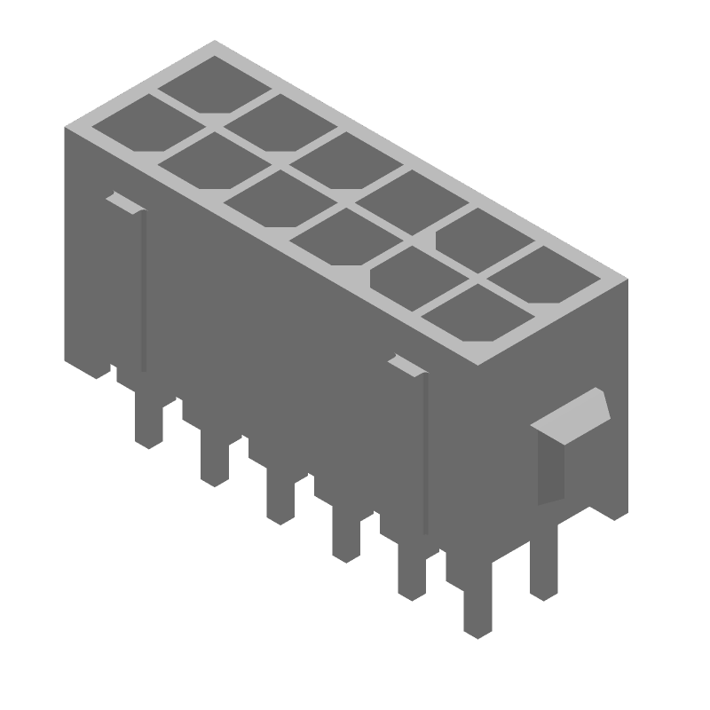 12P Rectangular Connector, Wire-to-Board, Male, 5A, 250V, Tin