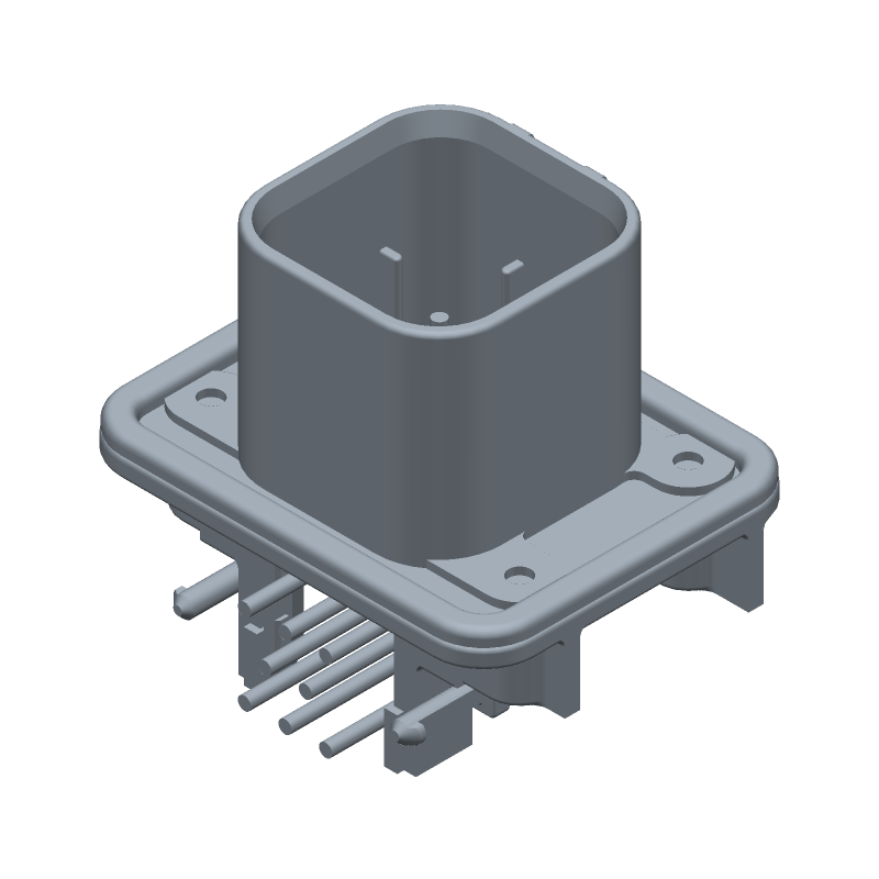 8 Pos Rectangular Header, Male Pin, Tin Plated Brass, 250V, Through Hole