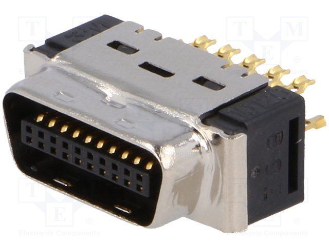 SCSI Connector, Mini D Ribbon, 20 Pos, 2.54mm, Solder Cup, Male, Straight