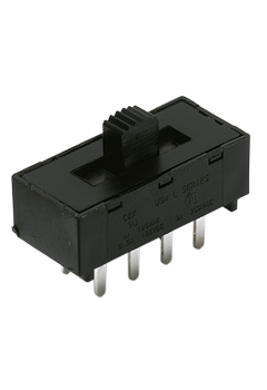 4A DPST Slide Switch, Through Hole, Non-Illuminated, Right Angle