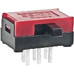 DPDT Slide Switch, 100mA 30VDC, Right Angle TH, PC Pin, Shorting