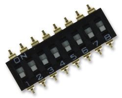 8-Pos SPST Slide DIP Switch, SMD, 25mA, 24VDC
