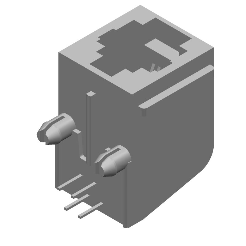 RJ11 Connector, 6 Pos, 4 Loaded, Right Angle, Solder, 1.5A, 150V