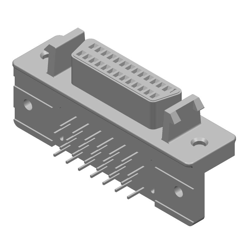SCSI Connector, 26 Pos, 2.54mm, Solder RA, Thru-Hole, Shielded