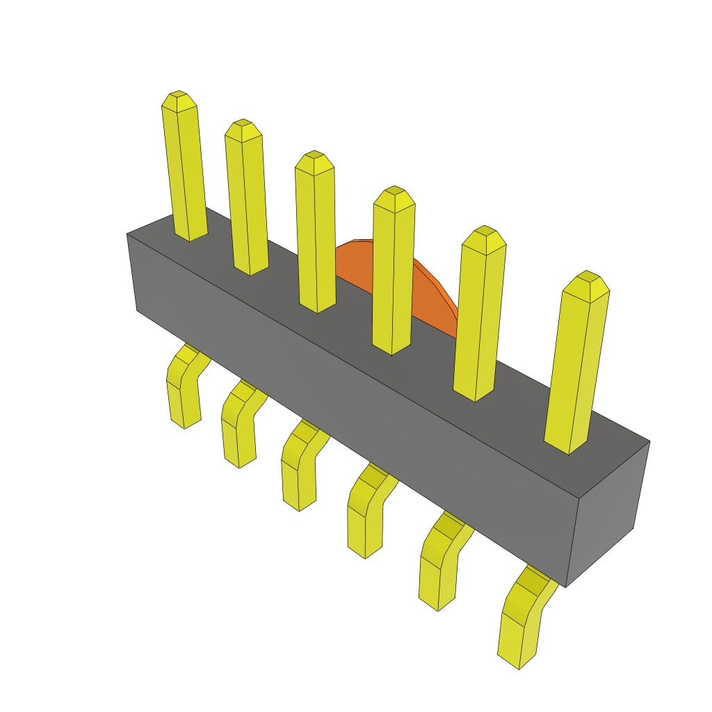 6-Contact Unshrouded Right-Angle Surface-Mount Header, 2mm Pitch, 3A Current Rating
