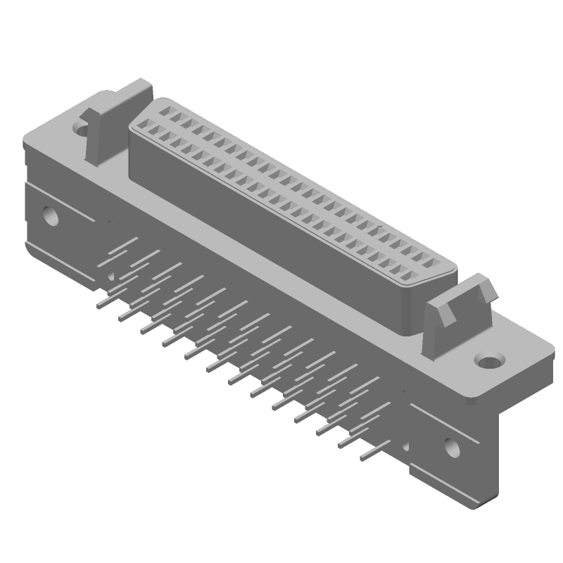 50 Pos 2 Row RA RCPT, Shielded, Gold/Tin/Lead, 30V
