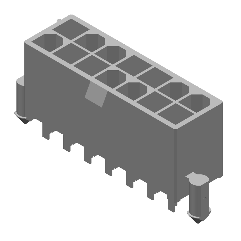 Power Connector, 14 Pos, 4.2mm Pitch, 9A, 600V, Male, Solder, Thru-Hole