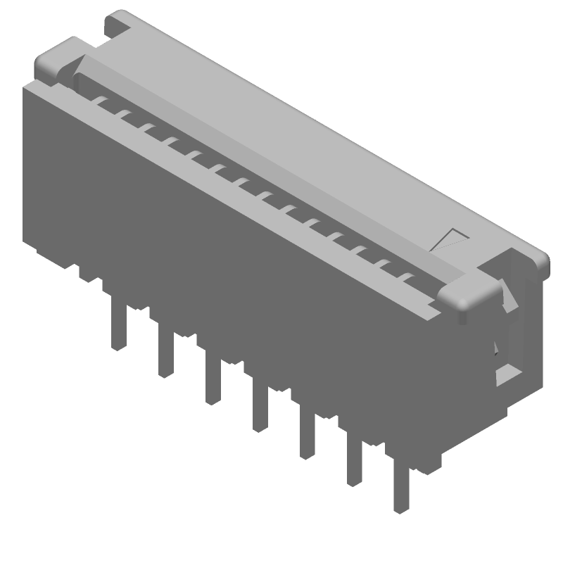 FFC/FPC Connector, 14 Pos, 1.27mm Pitch, ZIF, Top Contact, Straight, Thru-Hole
