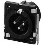 3-Pin Circular Connector, Male, Right Angle, 10A, 125V, Solder