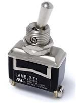 Switch Toggle ON OFF ON SPDT Short Round Bat Lever Quick Conn 20A 277VAC 1491.4VA Panel Mount with Threads