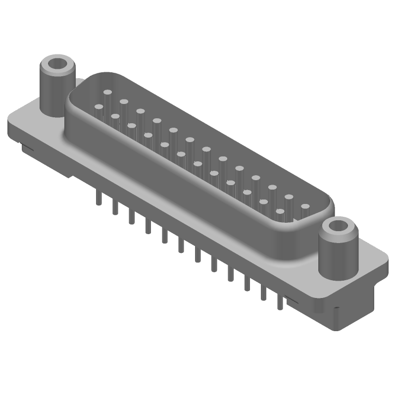 25 Pos Male D-Sub Connector, Straight, Solder, 6A, 250V