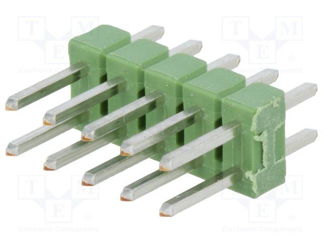 10 Pos 2.54mm Straight Thru-Hole Header, 3A, Green