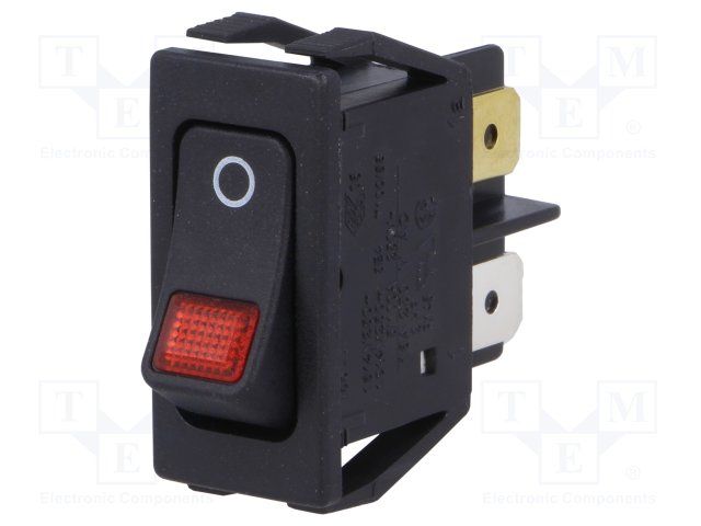 Switch Rocker ON OFF DPST Quick Connect Curved Rocker 20A 250VAC 1491.4VA Box