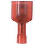 Red Nylon Crimp Terminal, Male, 18-22AWG, Nickel Brass