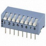 8-Pos SPST Rotary DIP Switch, Piano Actuator, 24VDC, 50mA, TH