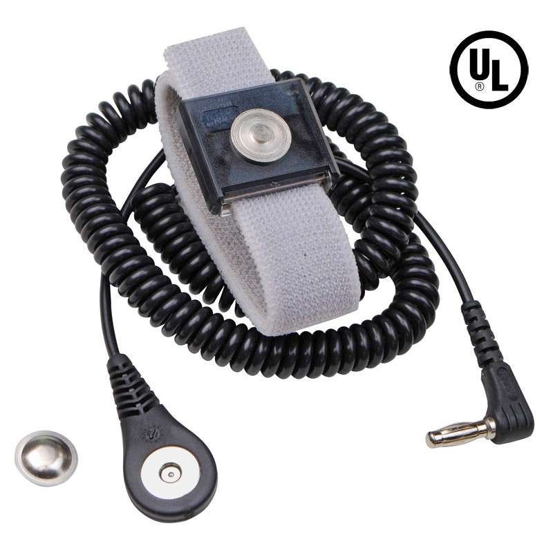 Wrist Strap;  Adj.Elastic;  MegSnap;  knittedband;  6 ft Coil Crd;  Rt.angl;  Banana plg