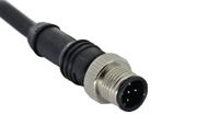 M12 4 Pin Plug to Wire Lead Cable Assembly, 5A, 250V, 5m, IP67