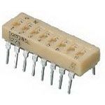 Switch DIP ON OFF SPST 9 Recessed Slide 0.15A 30VDC PC Pins 5000Cycles/Switch 2.54mm Thru-Hole Tube