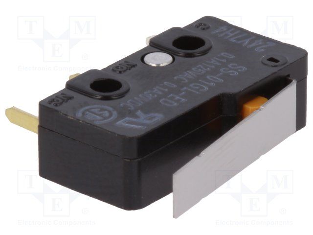 SPDT Snap Action Switch, Roller Lever, 125VAC/30VDC, 0.1A, Thru-Hole