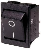 ARCOLECTRIC C1350ALAAFB Rocker Switch, Non Illuminated, DPST, On-Off, Black, Panel, 20 A