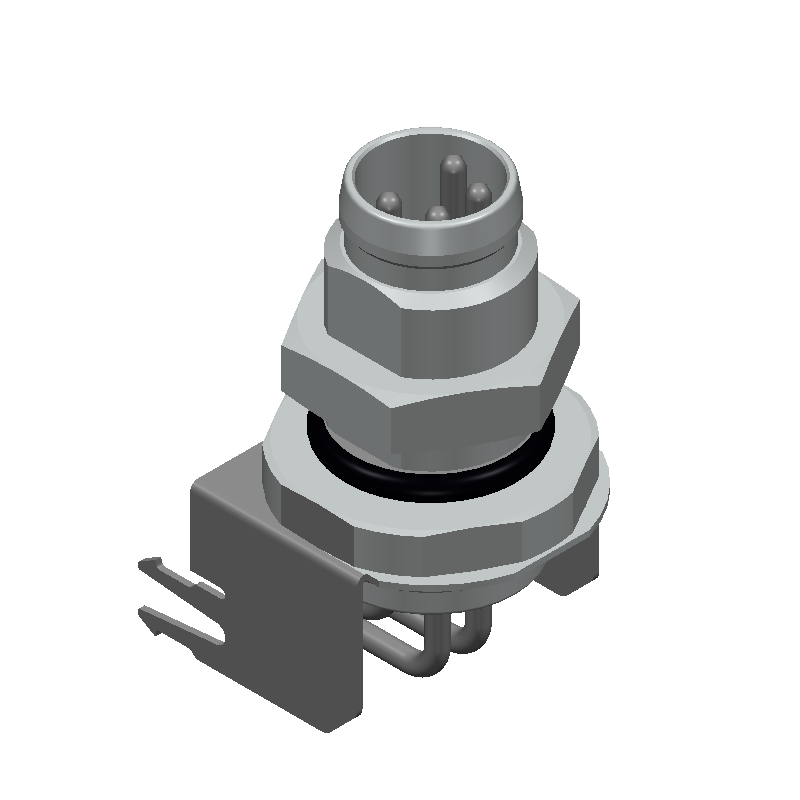 4 Pos Male Circular Connector, Right Angle, Solder, 4A, IP67
