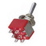 Switch Toggle ON (ON) DPDT Bat Lever Solder 5A 250VAC 28VDC Panel Mount with Threads Bulk