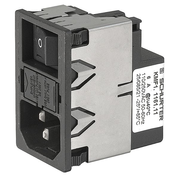 6A 250VAC Filtered Power Entry Module, 3 Pos, ST