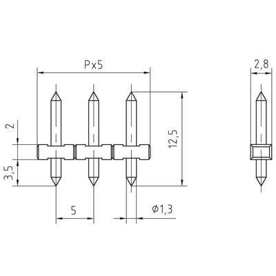 Pin strip (precision) No. of rows: 1 Pins per row: 6 PTR 50130065001G 1 pc(s)