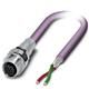 Female M12 Plug to 2-Conductor 24AWG Round Shielded Cable, 60V, 4A, 1m