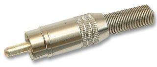 Male Phono Plug, 5A, 150V AC, Nickel Plated Brass