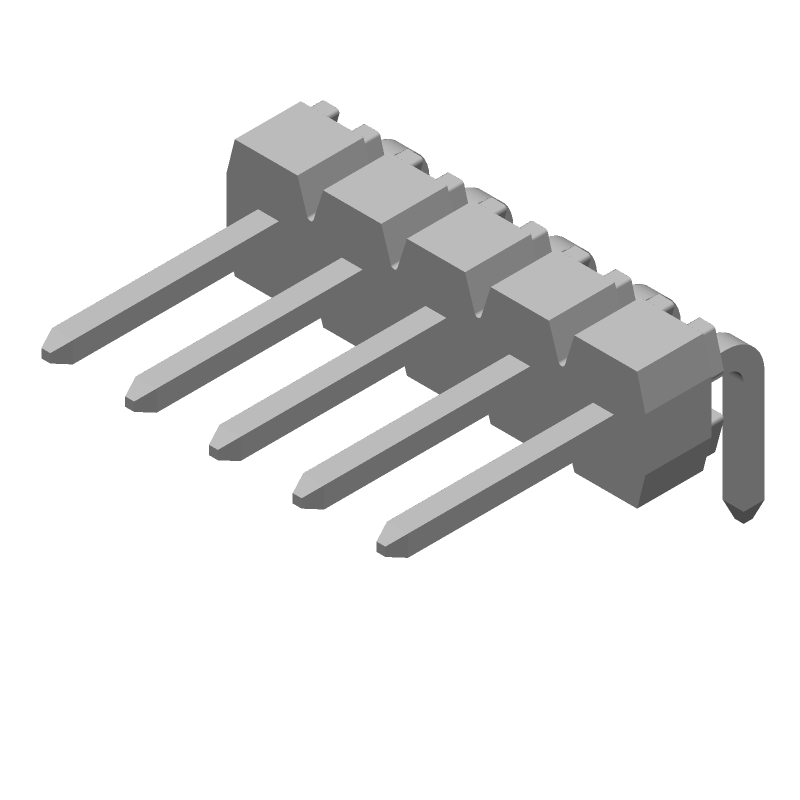 5 Pos 1 Row RA Header, 2.54mm Pitch, 3A, 350V