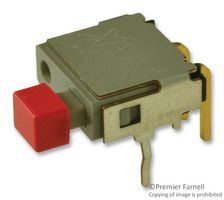 Switch Push Button OFF (ON) SPST Plunger 0.1A 28VAC 28VDC 0.4VA Momentary Contact PC Pins Thru-Hole