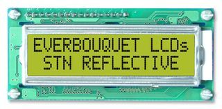 EVERBOUQUET         MC1604B-SYR             Alphanumeric LCD, 16 x 4, Black on Yellow / Green, 5V, Parallel, English, Japanese, Transmissive