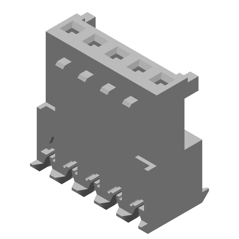 5 Pos 2.54mm IDC RA Receptacle, 5A, 250V, Nylon, White