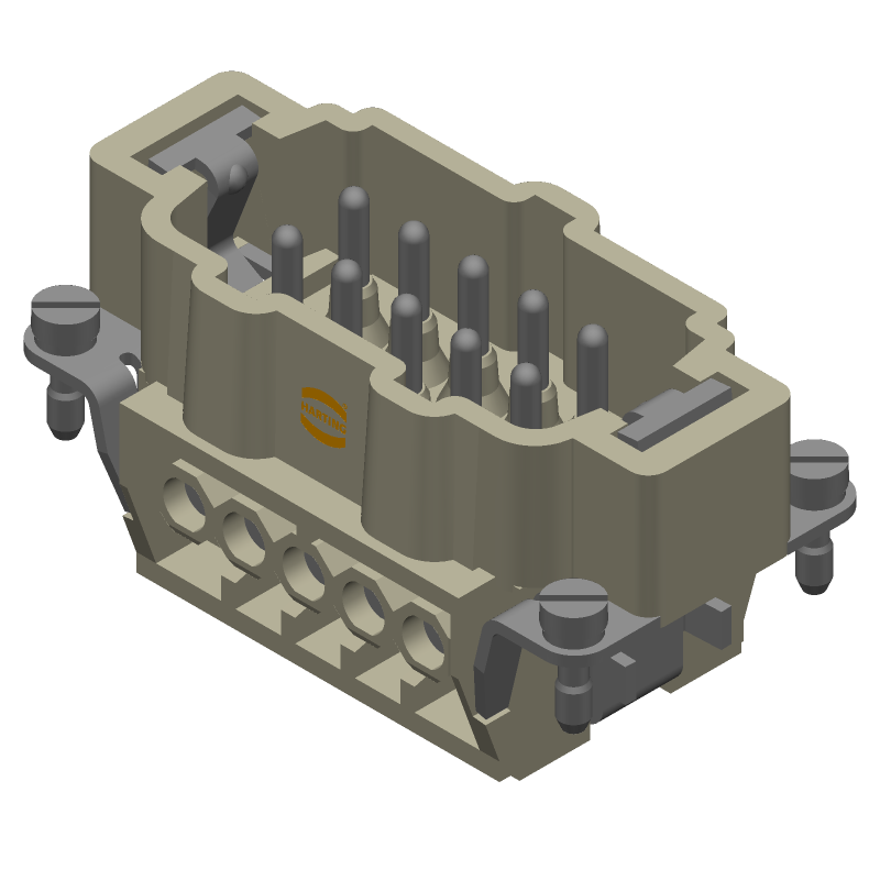 10 Pos Rectangular Connector, Male, 16A, 500V, Screw Term